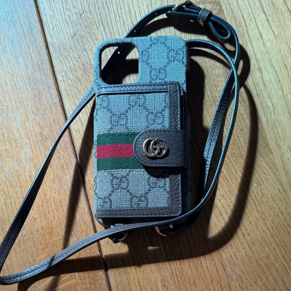 iPhone 12 Pro Max
 -Gucci Beige and Green Phone Case with Strap